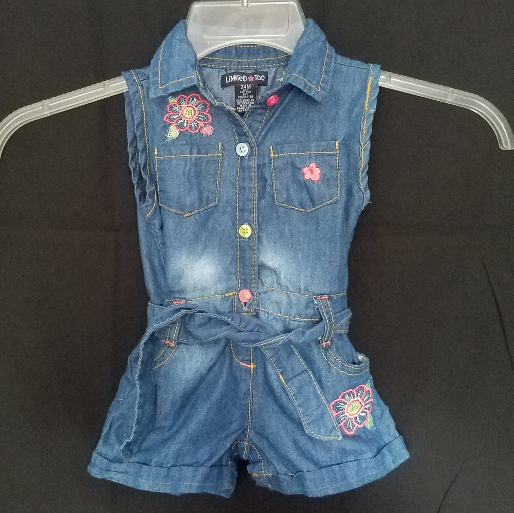Baby Girls Floral Jean Summer Jumpsuit
